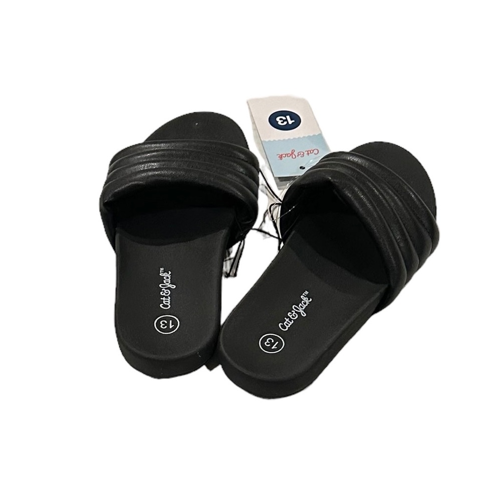 Cat & Jack Black Shelby Unisex Slides 13 - Picture 2 of 6